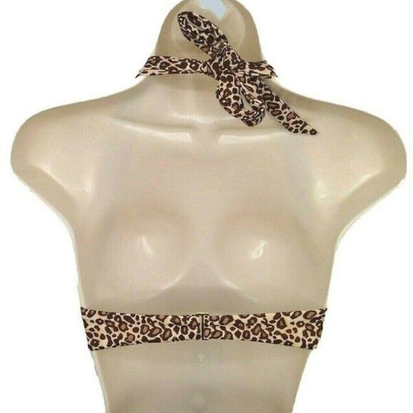 Victorias Secret Womens Bikini Top U/W Halter Size 32B Animal Print Floral - Picture 3 of 9